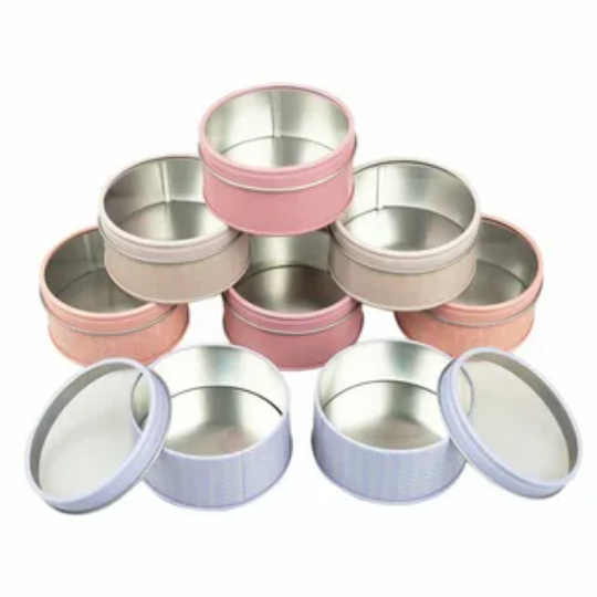 Round metal tin boxes 